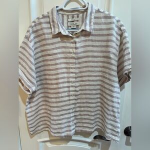 Rachel Zoe Striped Button Down Shirt - purple (mauve) and White